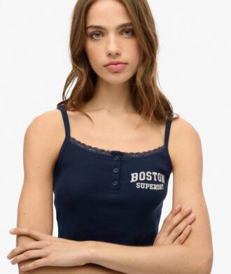 Top a spalline con stampa e bottoni Athletic Essentials