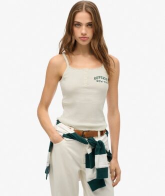 Top a spalline con stampa e bottoni Athletic Essentials