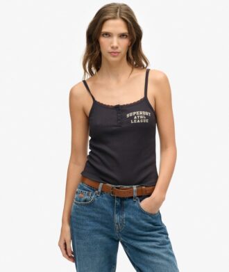 Top a spalline con stampa e bottoni Athletic Essentials