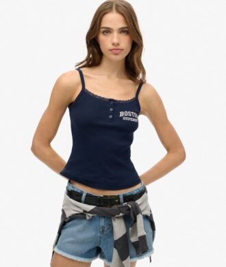 Top a spalline con stampa e bottoni Athletic Essentials