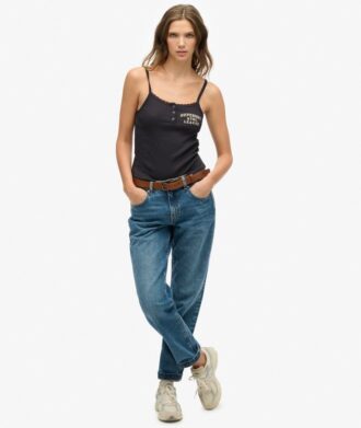 Top a spalline con stampa e bottoni Athletic Essentials