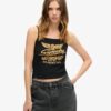 Top a spalline con stampa Retro Rocker