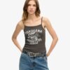 Top a spalline con stampa Retro Rocker