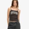 Top a spalline con stampa Retro Rocker