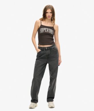 Top a spalline con stampa Retro Rocker