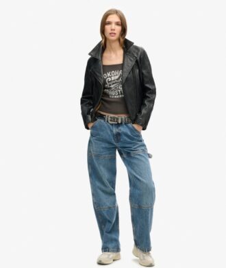 Top a spalline con stampa Retro Rocker