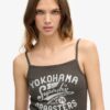 Top a spalline con stampa Retro Rocker