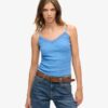 Top a spalline in Organic Cotton con pizzo a costine