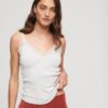 Top a spalline in Organic Cotton con pizzo a costine