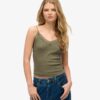 Top a spalline in Organic Cotton con pizzo a costine