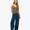 Top a spalline in Organic Cotton con pizzo a costine