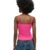Top a spalline in Organic Cotton con pizzo a costine