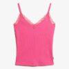 Top a spalline in Organic Cotton con pizzo a costine