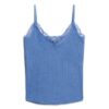 Top a spalline in Organic Cotton con pizzo a costine