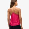 Top a spalline in raso con bordi in pizzo