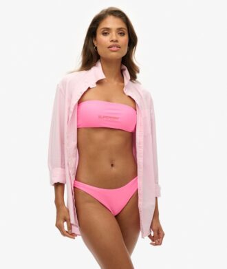 Top bikini a fascia con logo