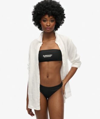 Top bikini a fascia con logo