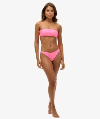 Top bikini a fascia con logo