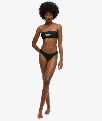 Top bikini a fascia con logo