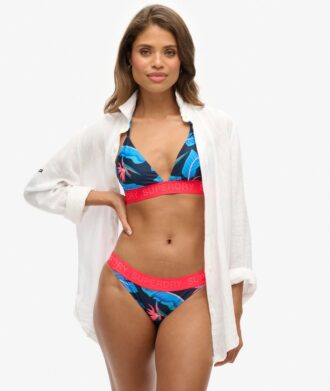 Top bikini a triangolo con logo