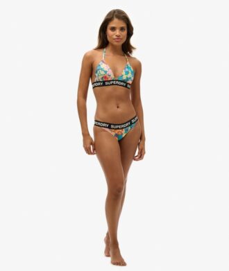 Top bikini a triangolo con logo
