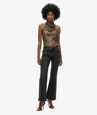 Top con scollo a cappuccio e paillettes