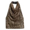 Top con scollo a cappuccio e paillettes