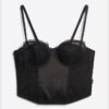 Top corto a corsetto in rete arricciata