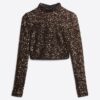 Top corto a maniche lunghe con paillettes