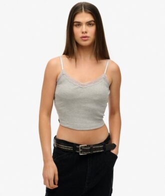 Top corto con spalline e bordi in pizzo Athletic Essentials