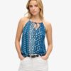 Top da spiaggia con stampa e scollo all’americana