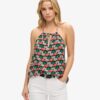 Top da spiaggia con stampa e scollo all’americana