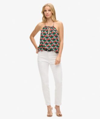 Top da spiaggia con stampa e scollo all’americana