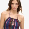 Top da spiaggia con stampa e scollo all’americana