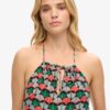 Top da spiaggia con stampa e scollo all’americana