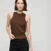 Top gilet in maglia merino con collo rotondo