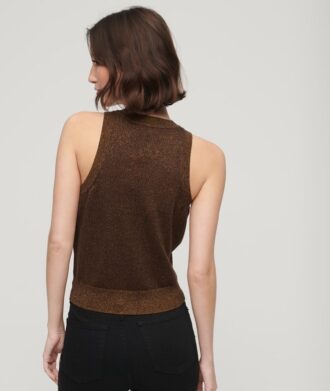 Top gilet in maglia merino con collo rotondo