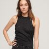 Top gilet in maglia merino con collo rotondo