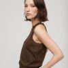 Top gilet in maglia merino con collo rotondo