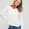 Top in tessuto con bordi in pizzo