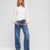 Top in tessuto con bordi in pizzo