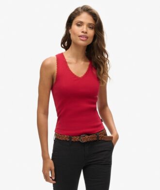 Top senza maniche con bordi in pizzo Athletic Essentials