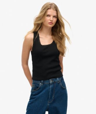 Top senza maniche con bordi in pizzo Vintage della linea Athletic Essentials