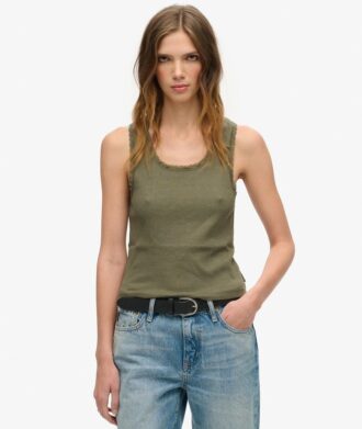 Top senza maniche con bordi in pizzo Vintage della linea Athletic Essentials