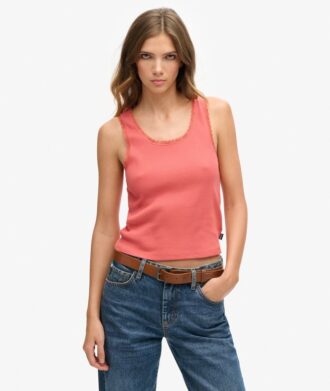 Top senza maniche con bordi in pizzo Vintage della linea Athletic Essentials