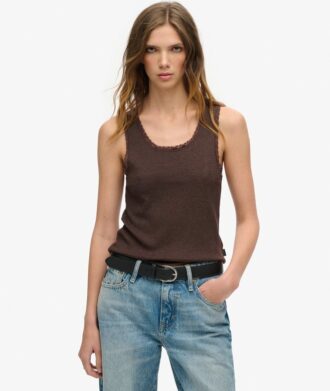 Top senza maniche con bordi in pizzo Vintage della linea Athletic Essentials
