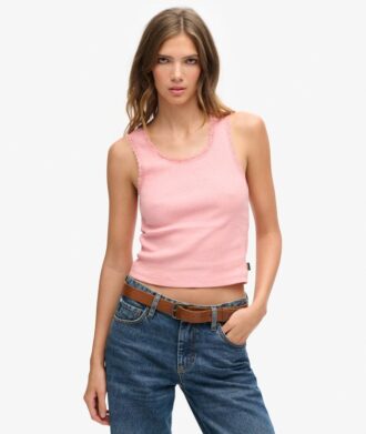 Top senza maniche con bordi in pizzo Vintage della linea Athletic Essentials