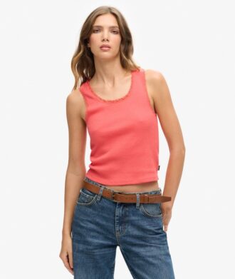 Top senza maniche con bordi in pizzo Vintage della linea Athletic Essentials