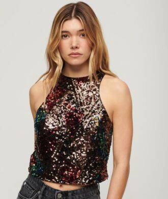 Top senza maniche con paillettes