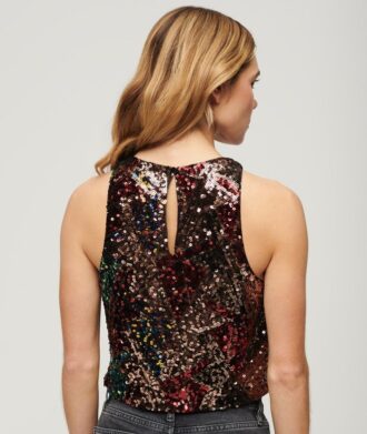 Top senza maniche con paillettes
